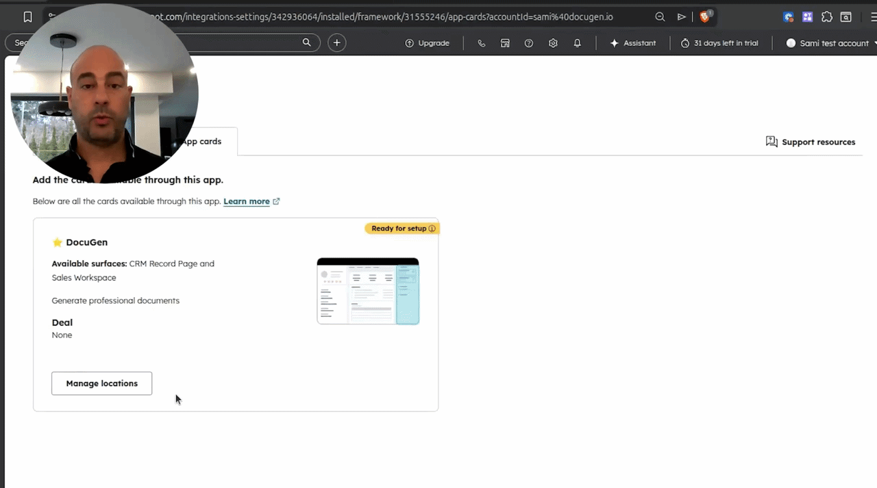 DocuGen generating a document from a HubSpot record